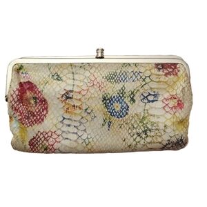 Hobo Lauren floral snake texture double frame wallet